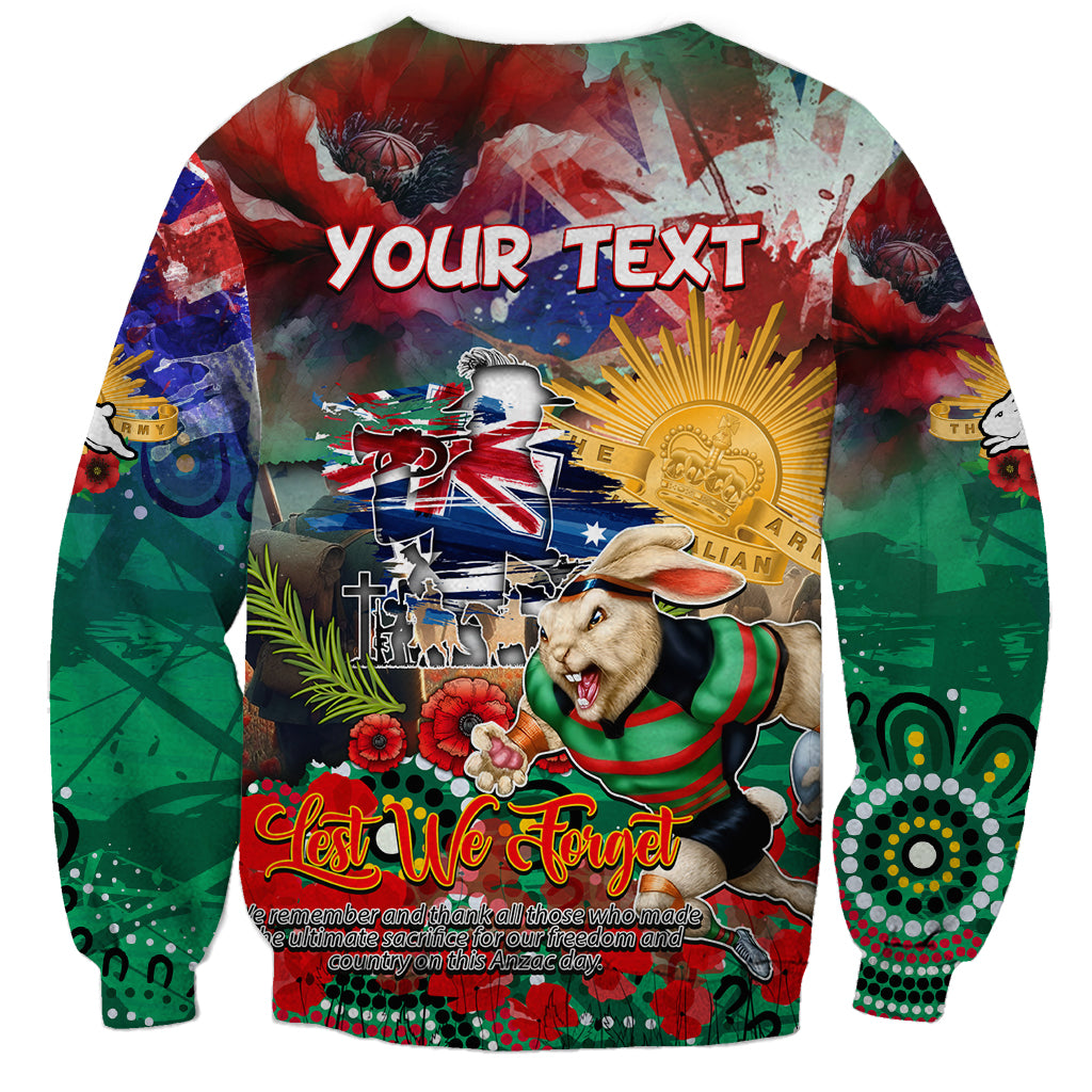 Personalised Australia Rugby Rabbitohs ANZAC Sweatshirt South Sydney Scratch Style - Vibe Hoodie Shop