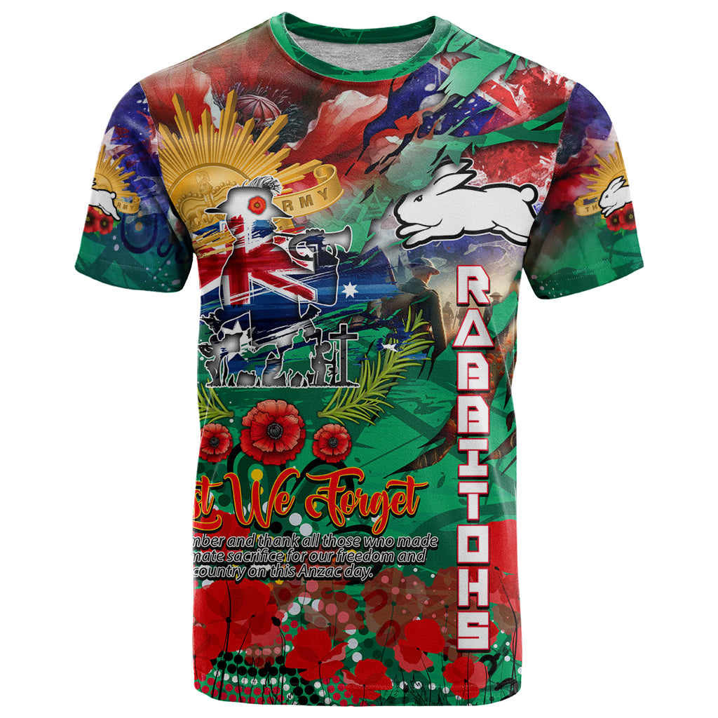 Personalised Australia Rugby Rabbitohs ANZAC T Shirt South Sydney Scratch Style - Vibe Hoodie Shop