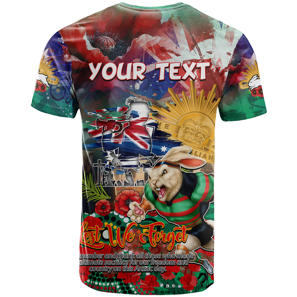 Personalised Australia Rugby Rabbitohs ANZAC T Shirt South Sydney Scratch Style - Vibe Hoodie Shop