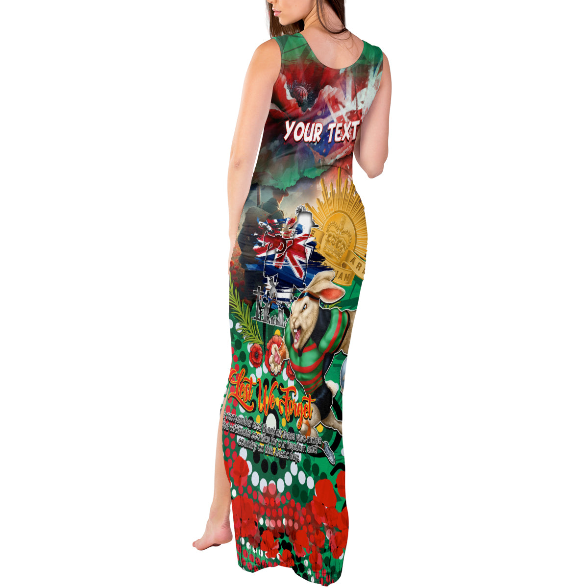 Personalised Australia Rugby Rabbitohs ANZAC Tank Maxi Dress South Sydney Scratch Style