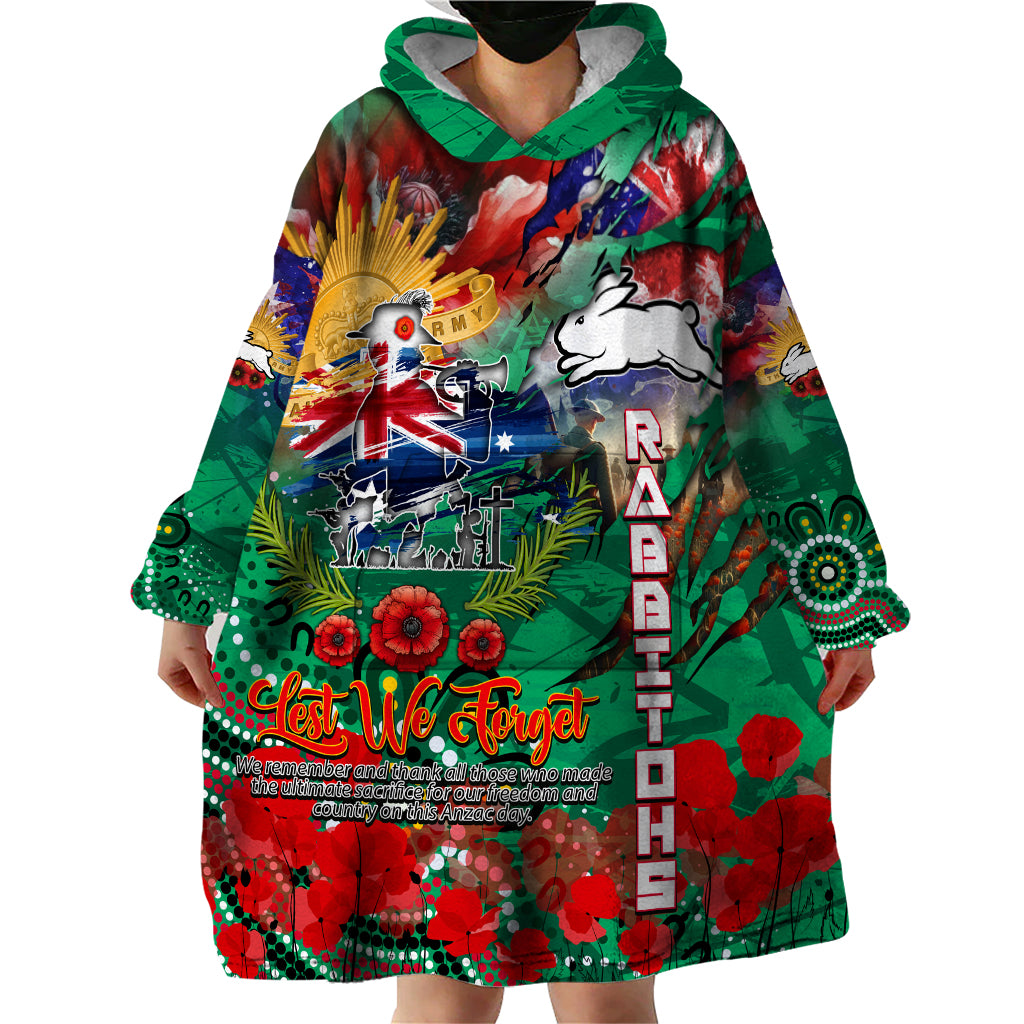 Personalised Australia Rugby Rabbitohs ANZAC Wearable Blanket Hoodie South Sydney Scratch Style - Vibe Hoodie Shop