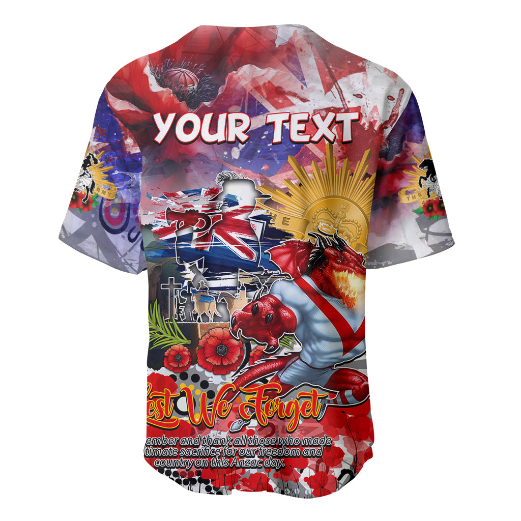 Personalised Australia Rugby Dragons ANZAC Baseball Jersey St George Illawarra Scratch Style - Vibe Hoodie Shop