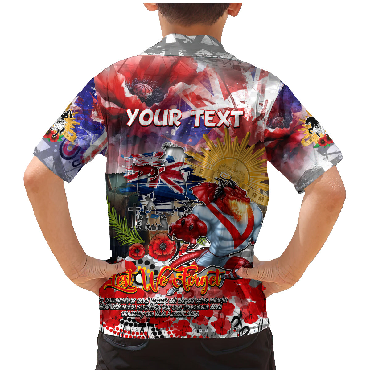 Personalised Australia Rugby Dragons ANZAC Family Matching Mermaid Dress and Hawaiian Shirt St George Illawarra Scratch Style