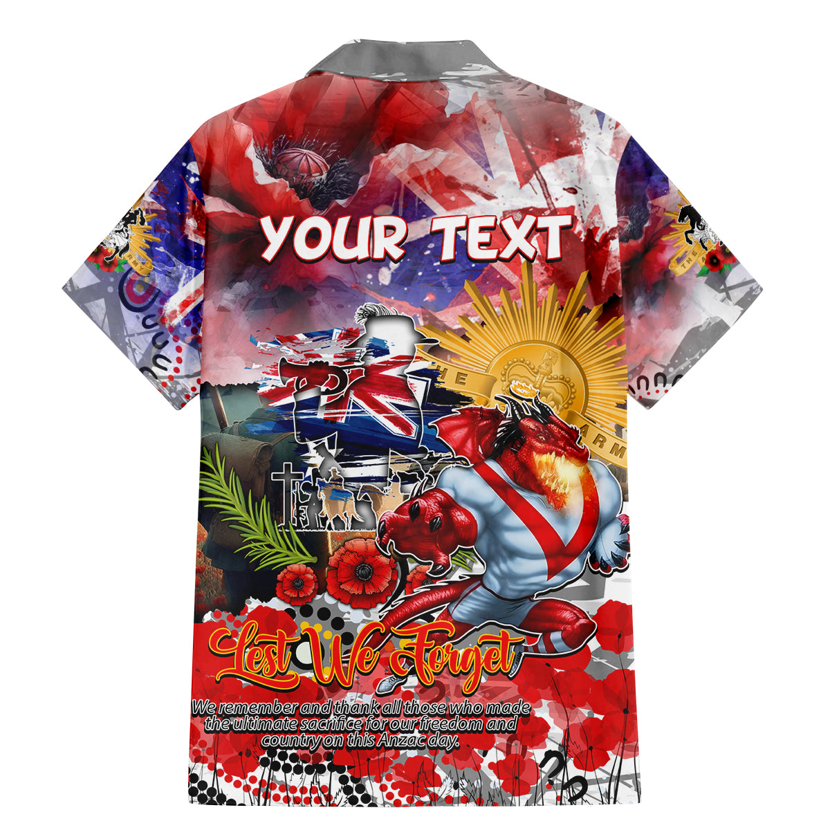 Personalised Australia Rugby Dragons ANZAC Family Matching Mermaid Dress and Hawaiian Shirt St George Illawarra Scratch Style