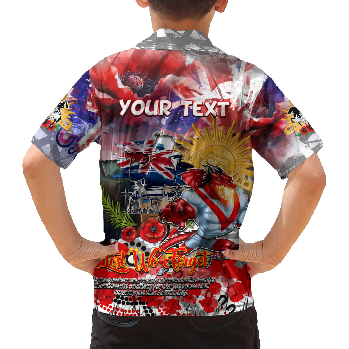 Personalised Australia Rugby Dragons ANZAC Family Matching Off Shoulder Maxi Dress and Hawaiian Shirt St George Illawarra Scratch Style