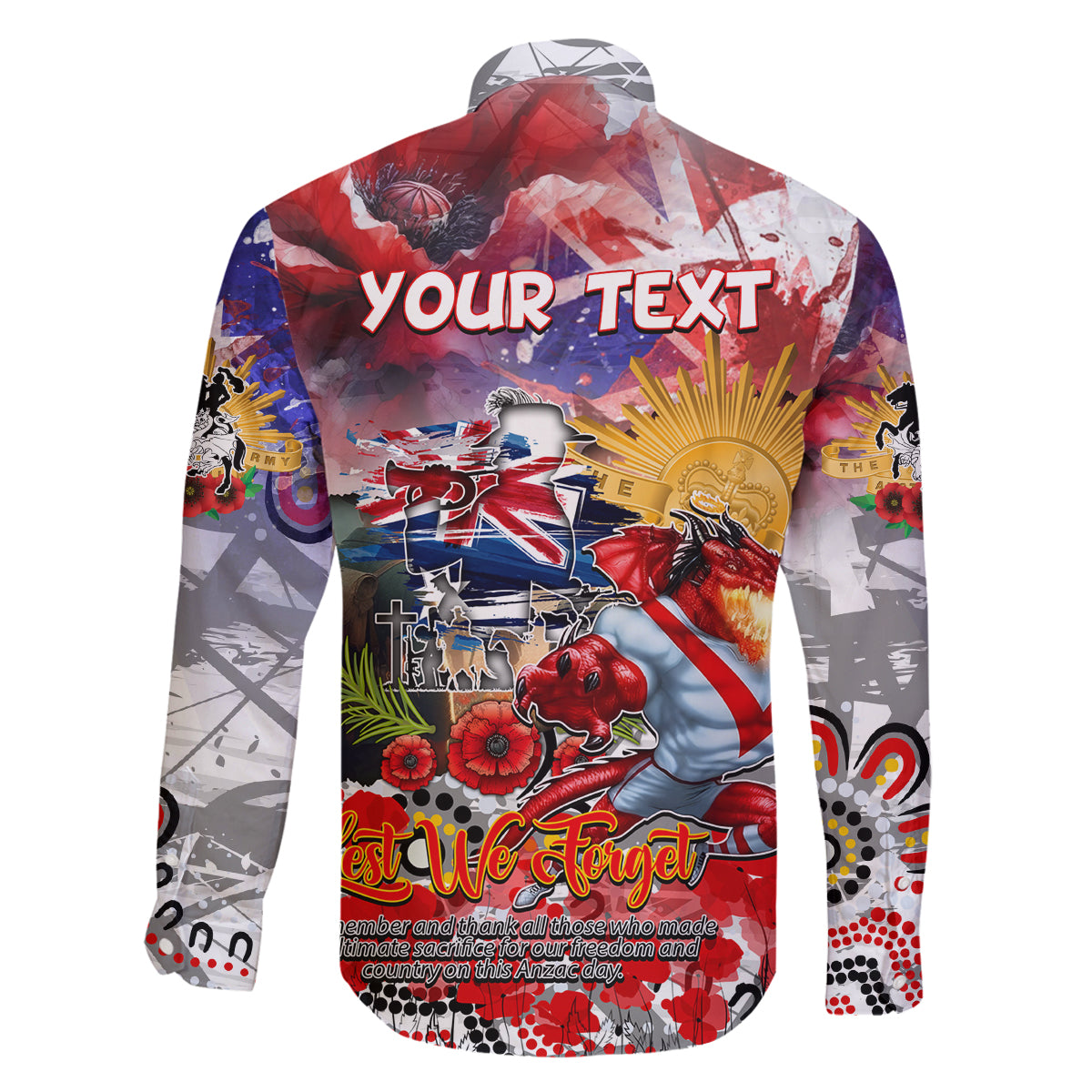 Personalised Australia Rugby Dragons ANZAC Family Matching Off Shoulder Maxi Dress and Hawaiian Shirt St George Illawarra Scratch Style