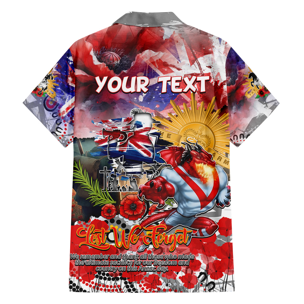 Personalised Australia Rugby Dragons ANZAC Family Matching Summer Maxi Dress and Hawaiian Shirt St George Illawarra Scratch Style