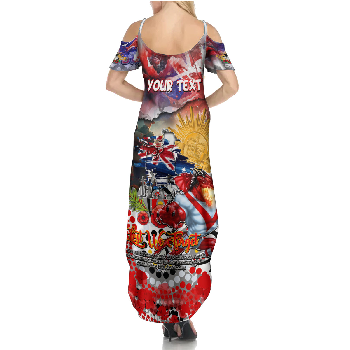 Personalised Australia Rugby Dragons ANZAC Family Matching Summer Maxi Dress and Hawaiian Shirt St George Illawarra Scratch Style