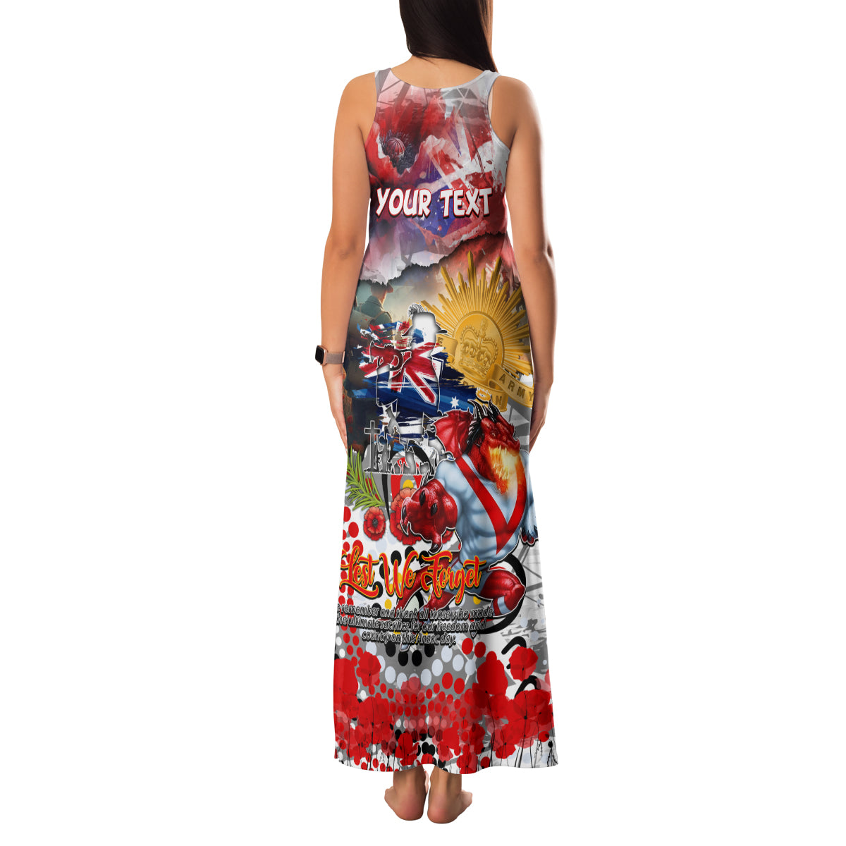 Personalised Australia Rugby Dragons ANZAC Family Matching Tank Maxi Dress and Hawaiian Shirt St George Illawarra Scratch Style