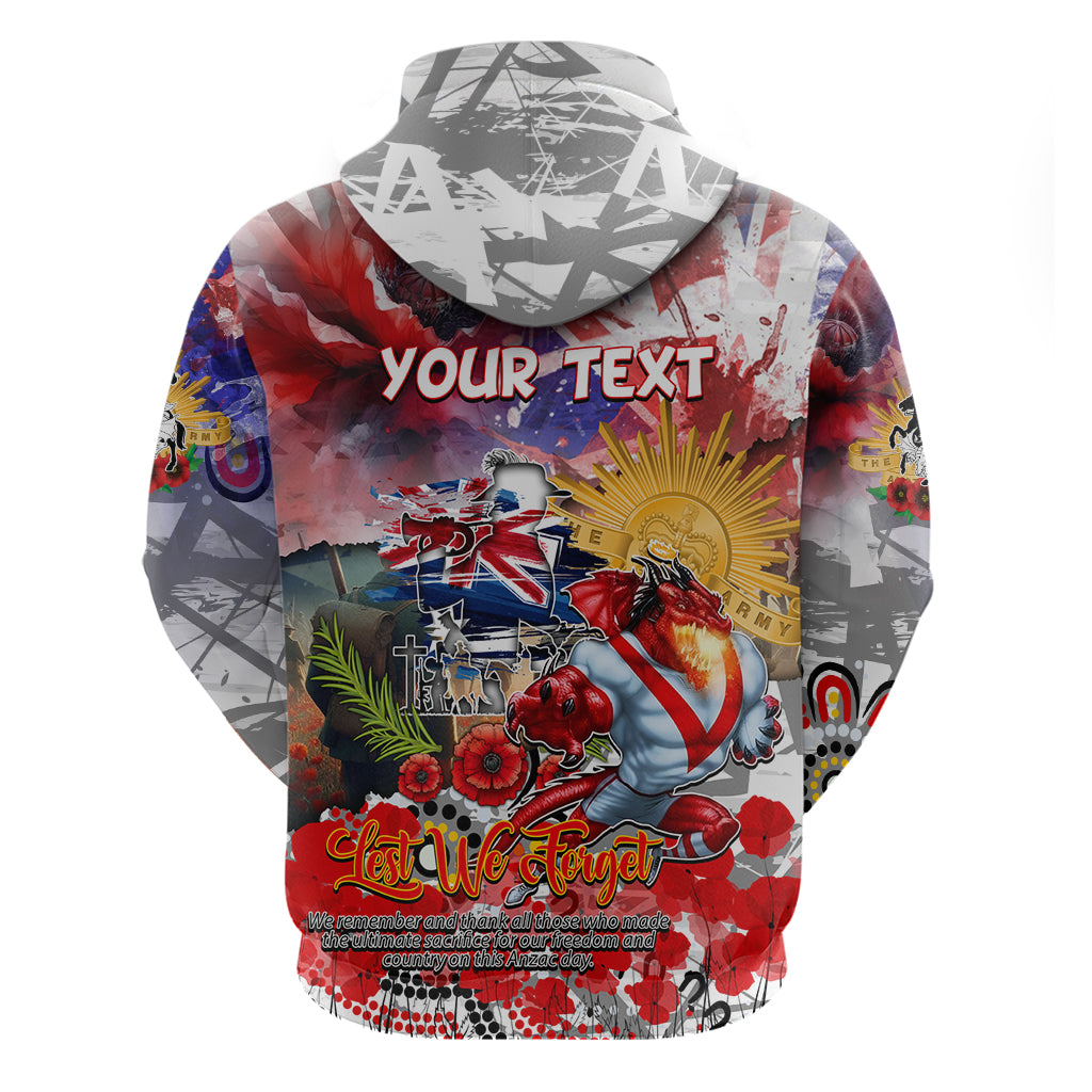 Personalised Australia Rugby Dragons ANZAC Hoodie St George Illawarra Scratch Style - Vibe Hoodie Shop