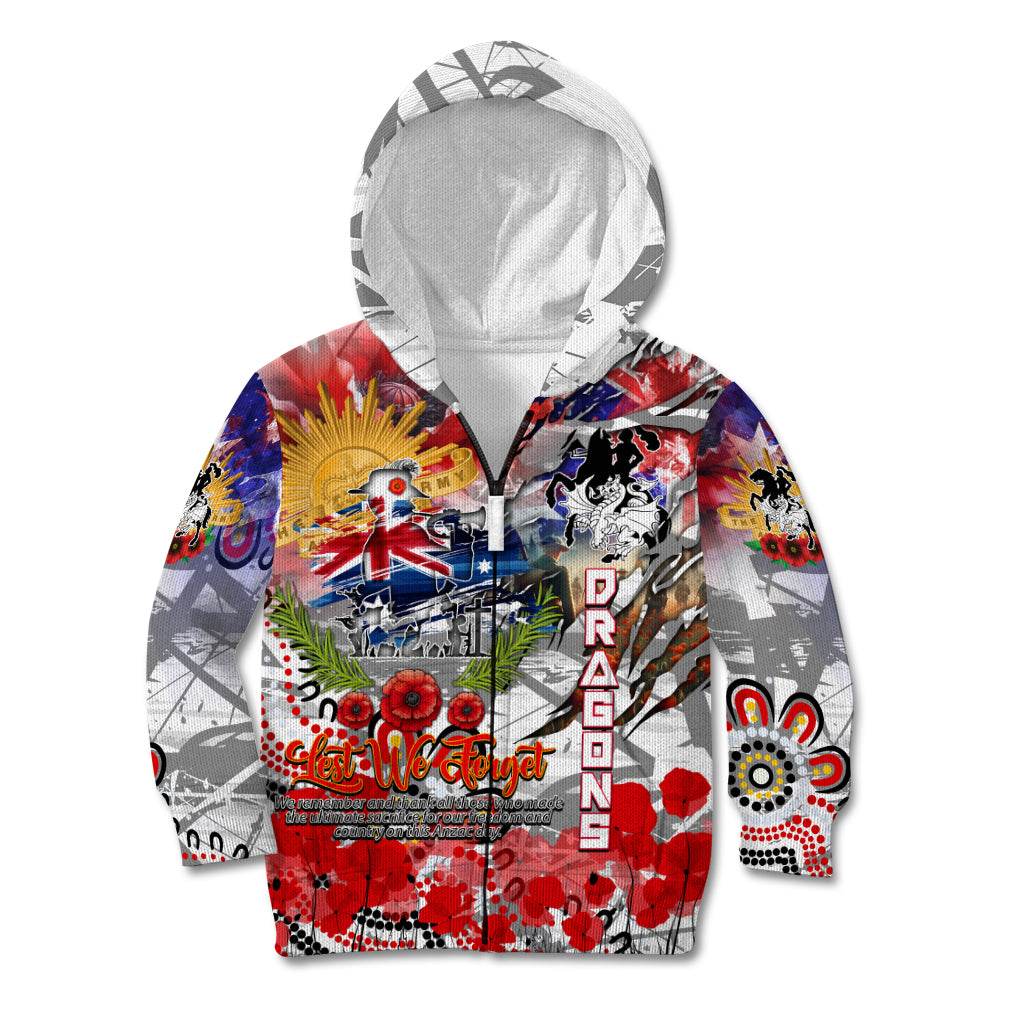Personalised Australia Rugby Dragons ANZAC Kid Hoodie St George Illawarra Scratch Style - Vibe Hoodie Shop