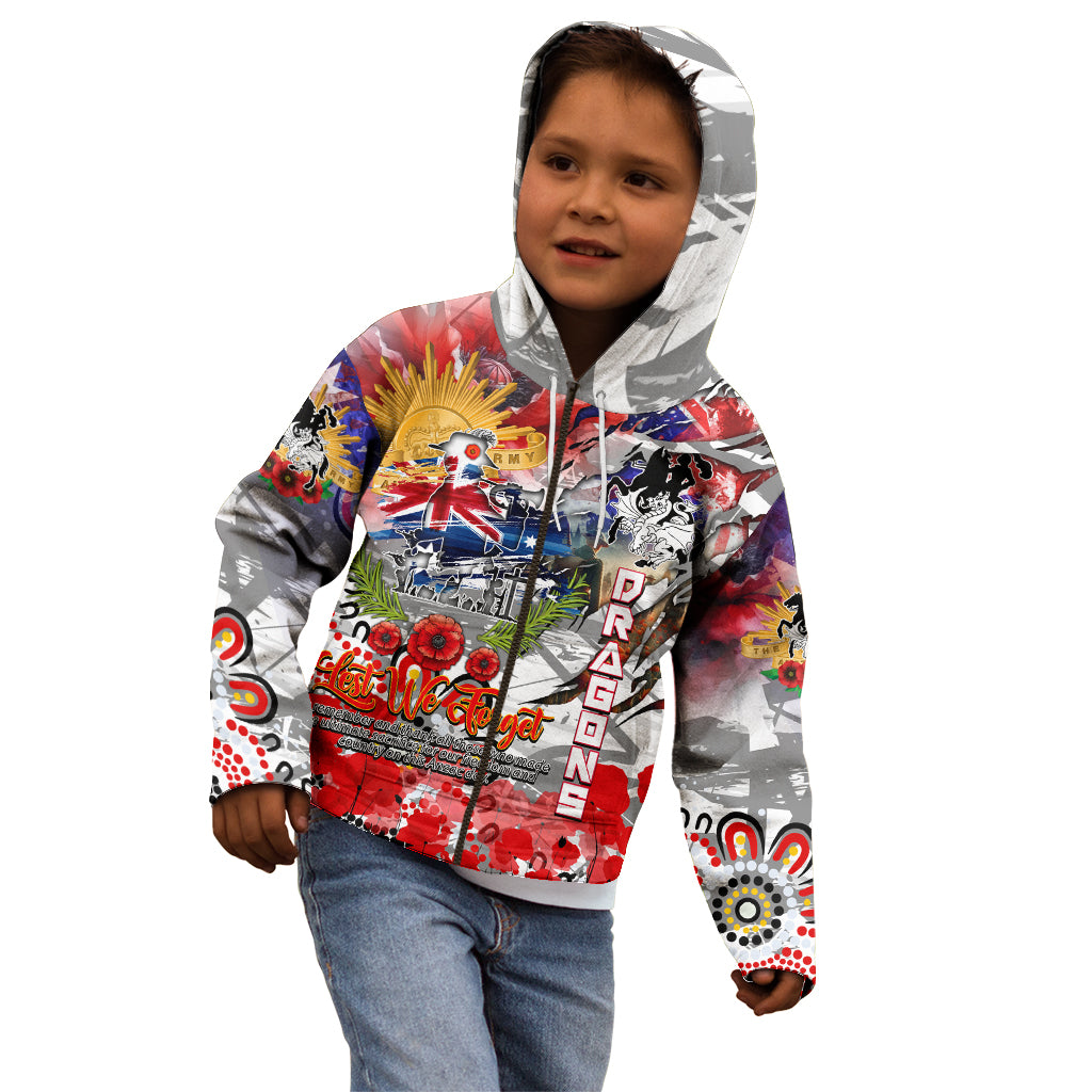 Personalised Australia Rugby Dragons ANZAC Kid Hoodie St George Illawarra Scratch Style - Vibe Hoodie Shop