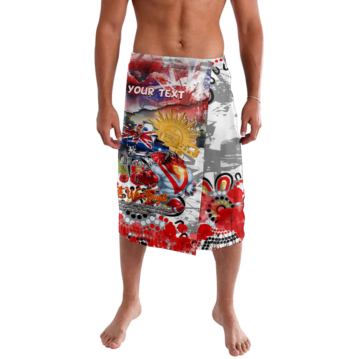 Personalised Australia Rugby Dragons ANZAC Lavalava St George Illawarra Scratch Style