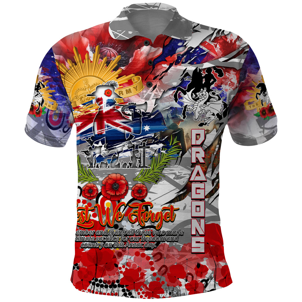 Personalised Australia Rugby Dragons ANZAC Polo Shirt St George Illawarra Scratch Style - Vibe Hoodie Shop