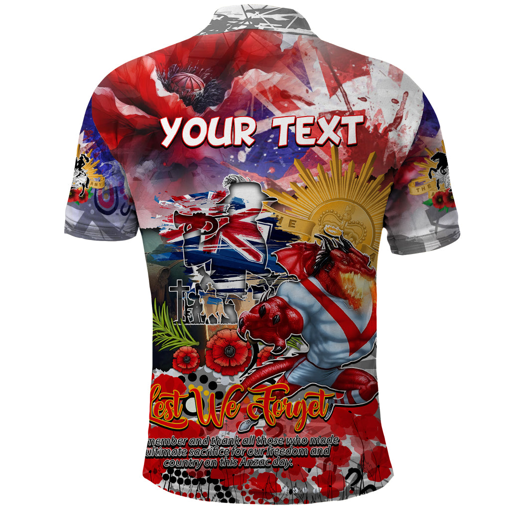 Personalised Australia Rugby Dragons ANZAC Polo Shirt St George Illawarra Scratch Style - Vibe Hoodie Shop
