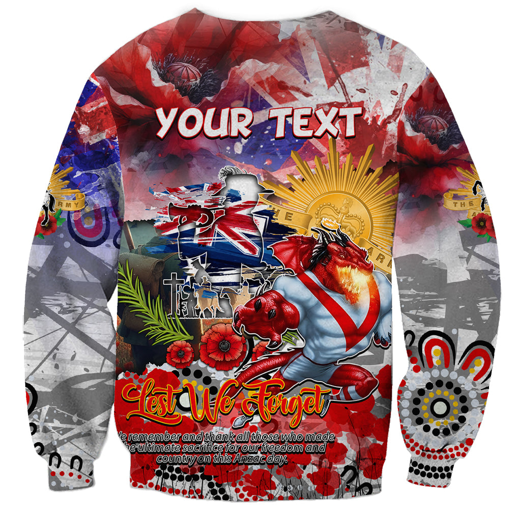 Personalised Australia Rugby Dragons ANZAC Sweatshirt St George Illawarra Scratch Style - Vibe Hoodie Shop
