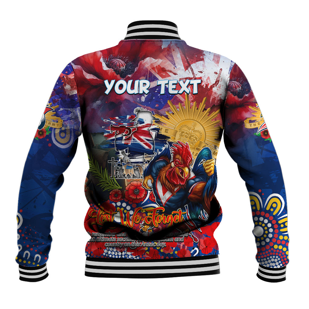 Personalised Australia Rugby Roosters ANZAC Baseball Jacket Sydney Scratch Style - Vibe Hoodie Shop