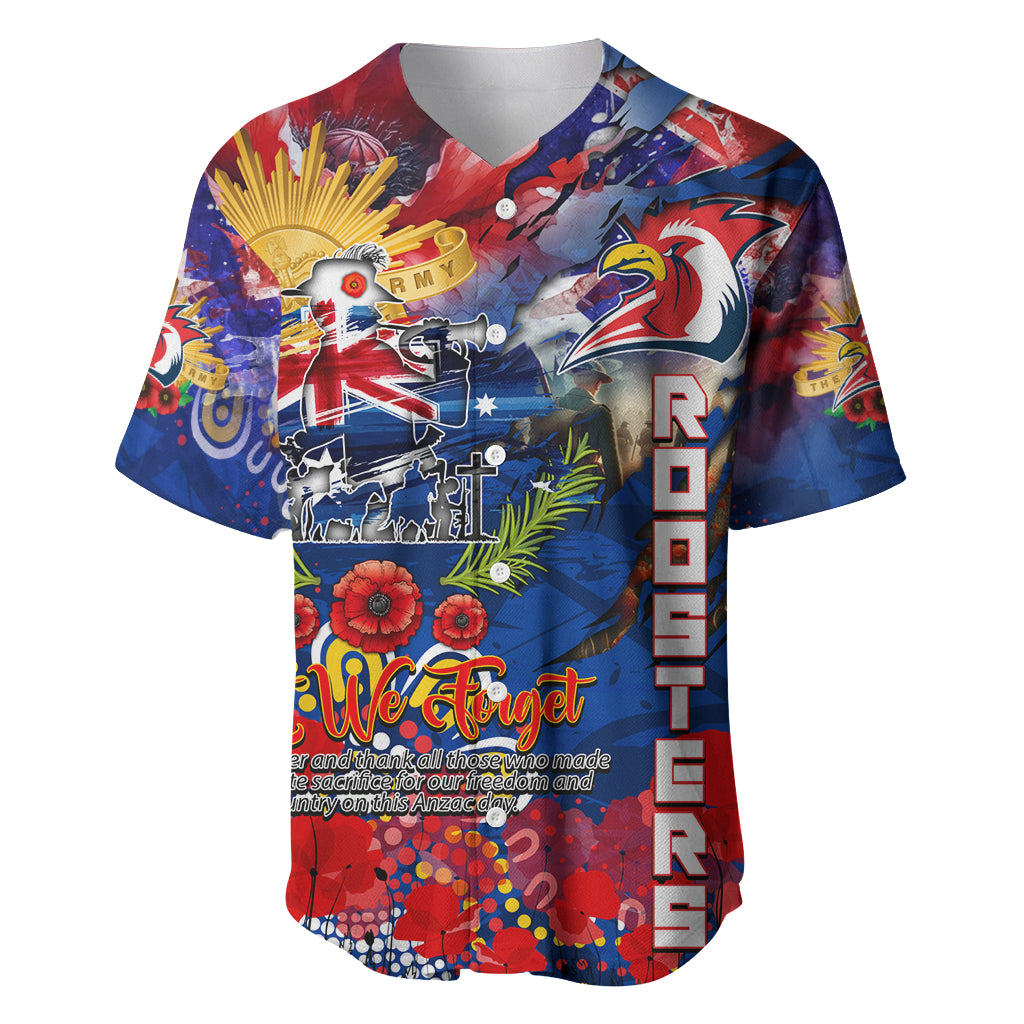 Personalised Australia Rugby Roosters ANZAC Baseball Jersey Sydney Scratch Style - Vibe Hoodie Shop