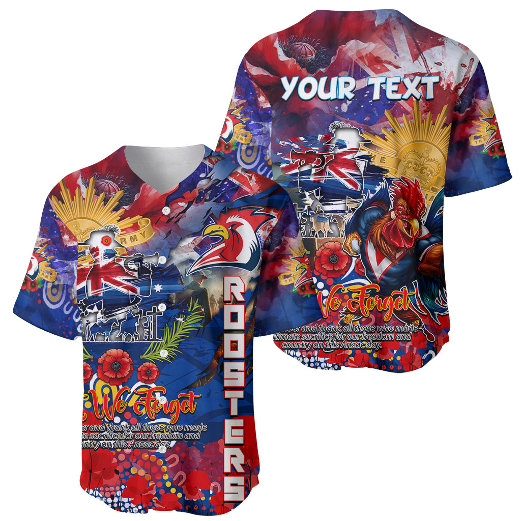Personalised Australia Rugby Roosters ANZAC Baseball Jersey Sydney Scratch Style - Vibe Hoodie Shop