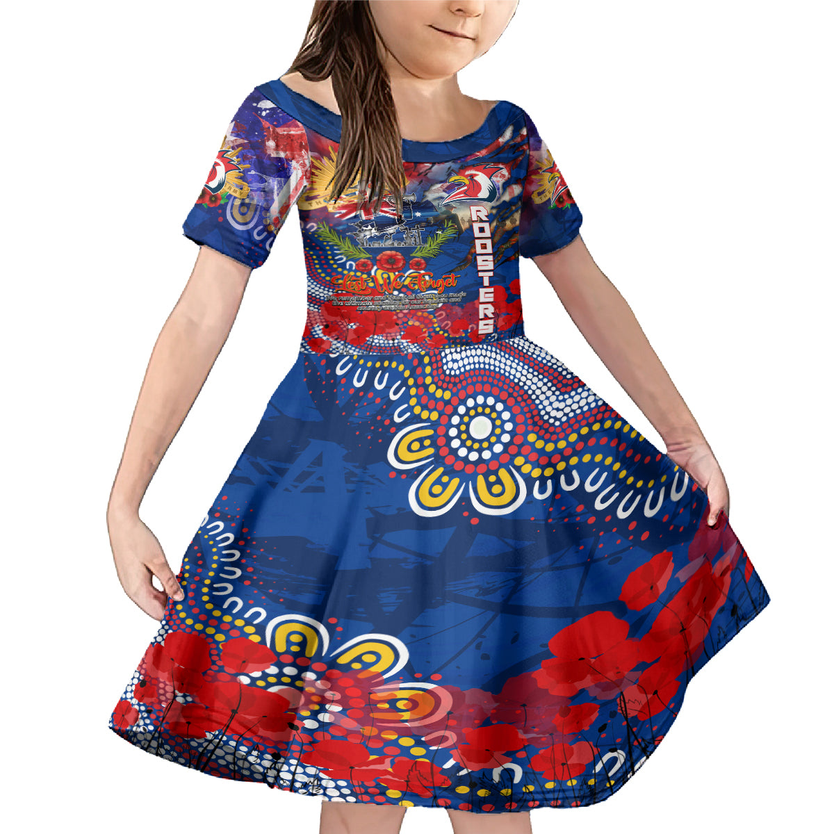 Personalised Australia Rugby Roosters ANZAC Family Matching Mermaid Dress and Hawaiian Shirt Sydney Scratch Style