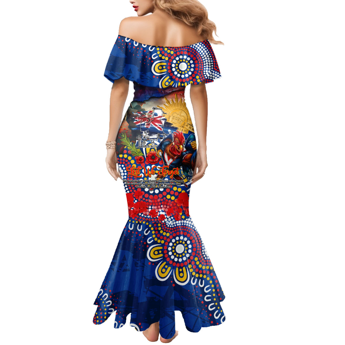 Personalised Australia Rugby Roosters ANZAC Family Matching Mermaid Dress and Hawaiian Shirt Sydney Scratch Style