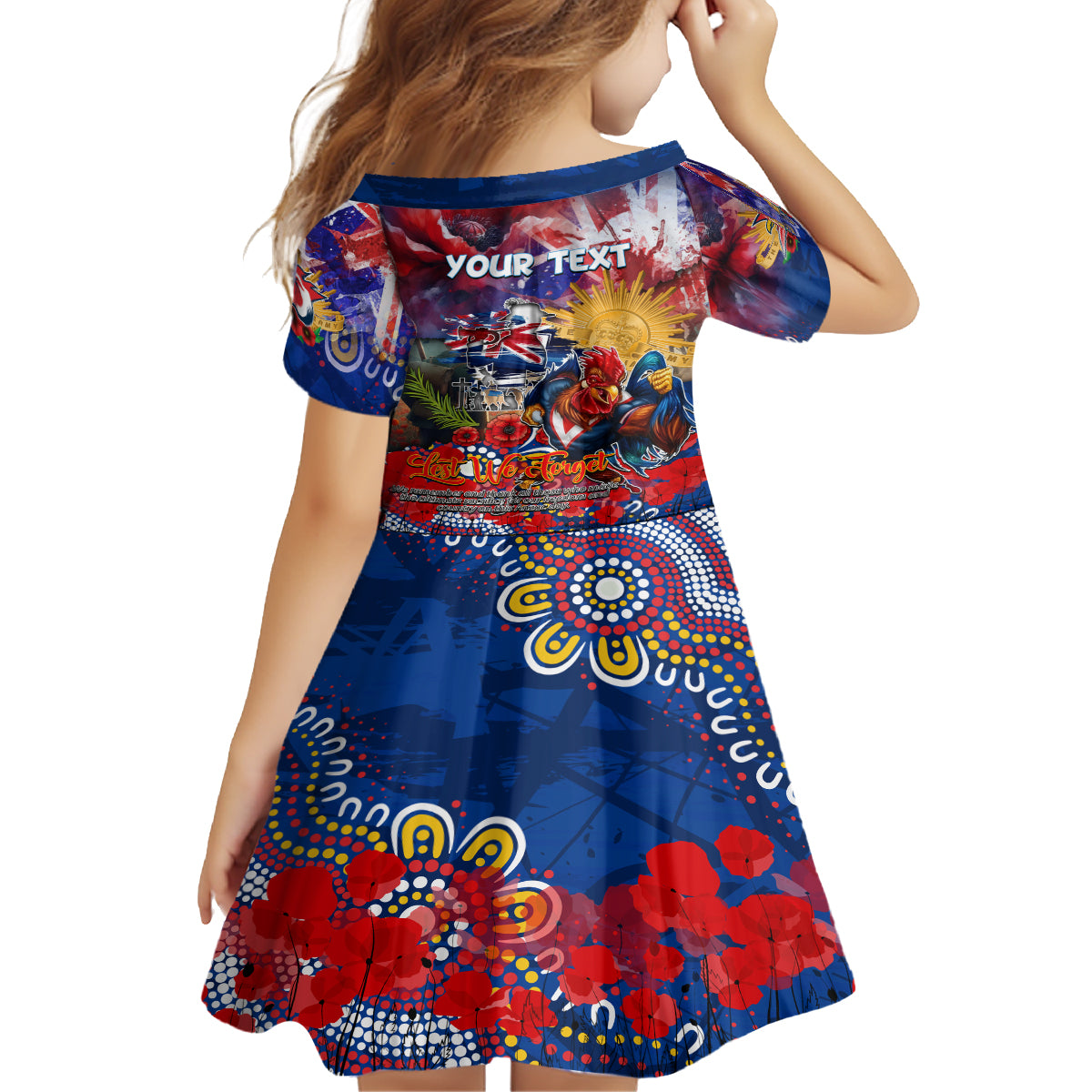 Personalised Australia Rugby Roosters ANZAC Family Matching Off Shoulder Maxi Dress and Hawaiian Shirt Sydney Scratch Style