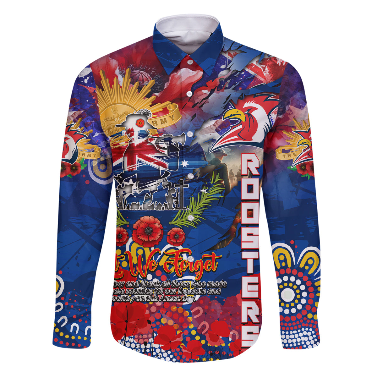 Personalised Australia Rugby Roosters ANZAC Family Matching Puletasi and Hawaiian Shirt Sydney Scratch Style