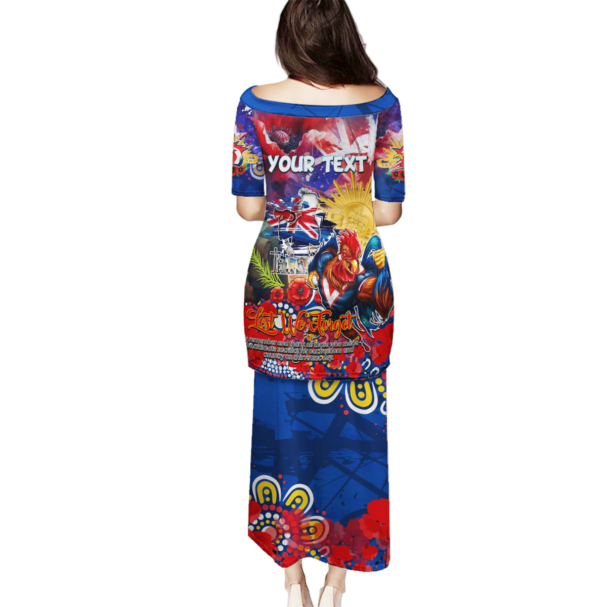 Personalised Australia Rugby Roosters ANZAC Family Matching Puletasi and Hawaiian Shirt Sydney Scratch Style