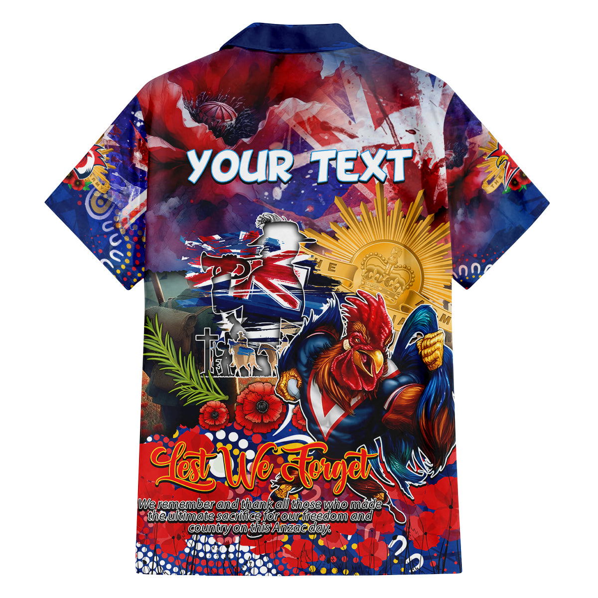 Personalised Australia Rugby Roosters ANZAC Family Matching Summer Maxi Dress and Hawaiian Shirt Sydney Scratch Style