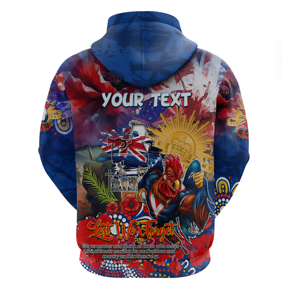 Personalised Australia Rugby Roosters ANZAC Hoodie Sydney Scratch Style - Vibe Hoodie Shop