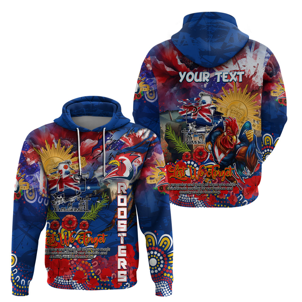 Personalised Australia Rugby Roosters ANZAC Hoodie Sydney Scratch Style - Vibe Hoodie Shop