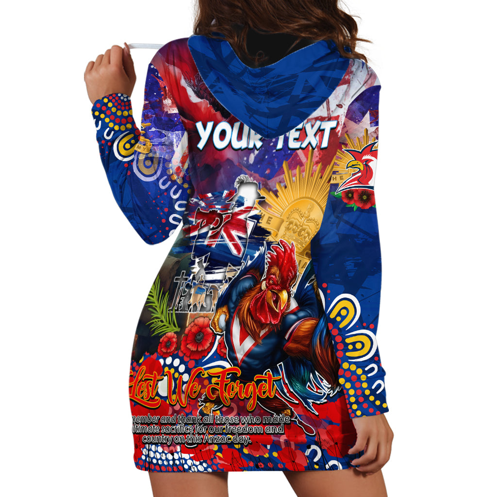 Personalised Australia Rugby Roosters ANZAC Hoodie Dress Sydney Scratch Style - Vibe Hoodie Shop
