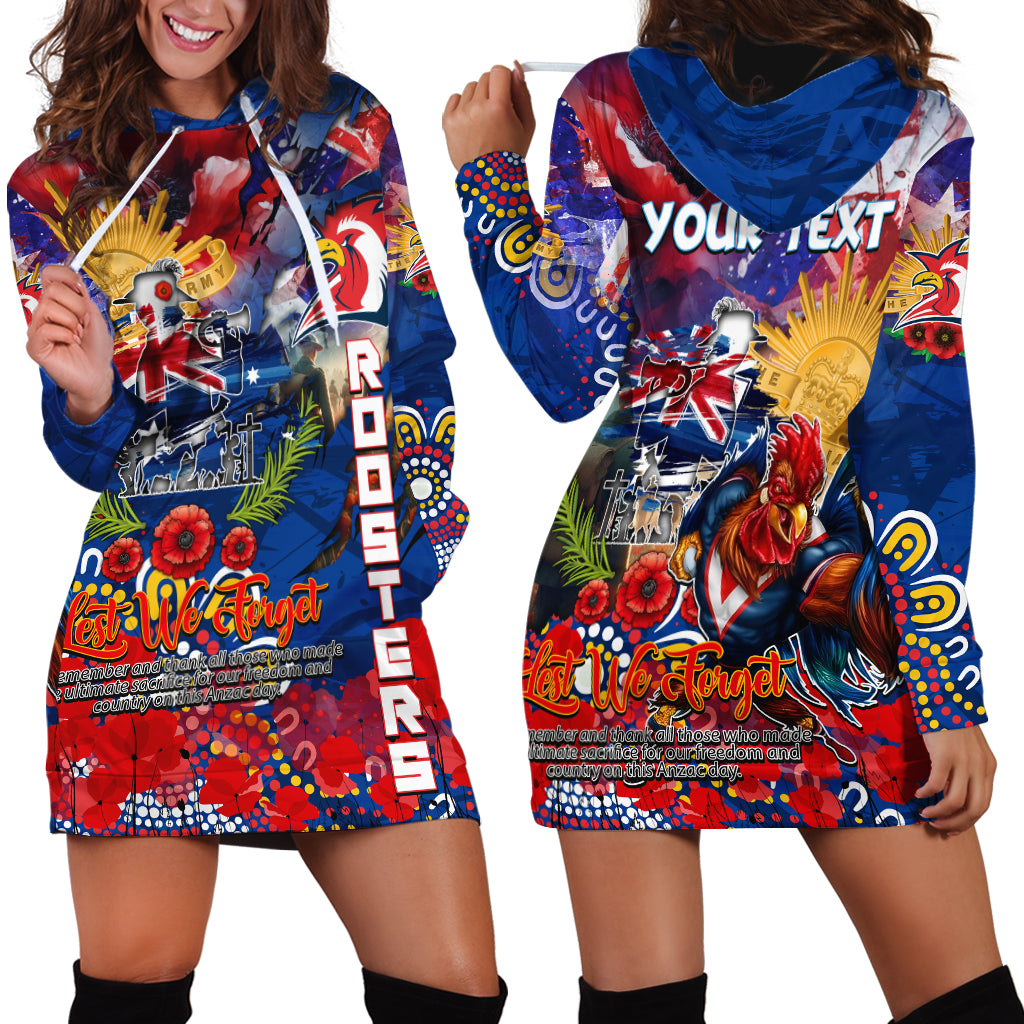 Personalised Australia Rugby Roosters ANZAC Hoodie Dress Sydney Scratch Style - Vibe Hoodie Shop