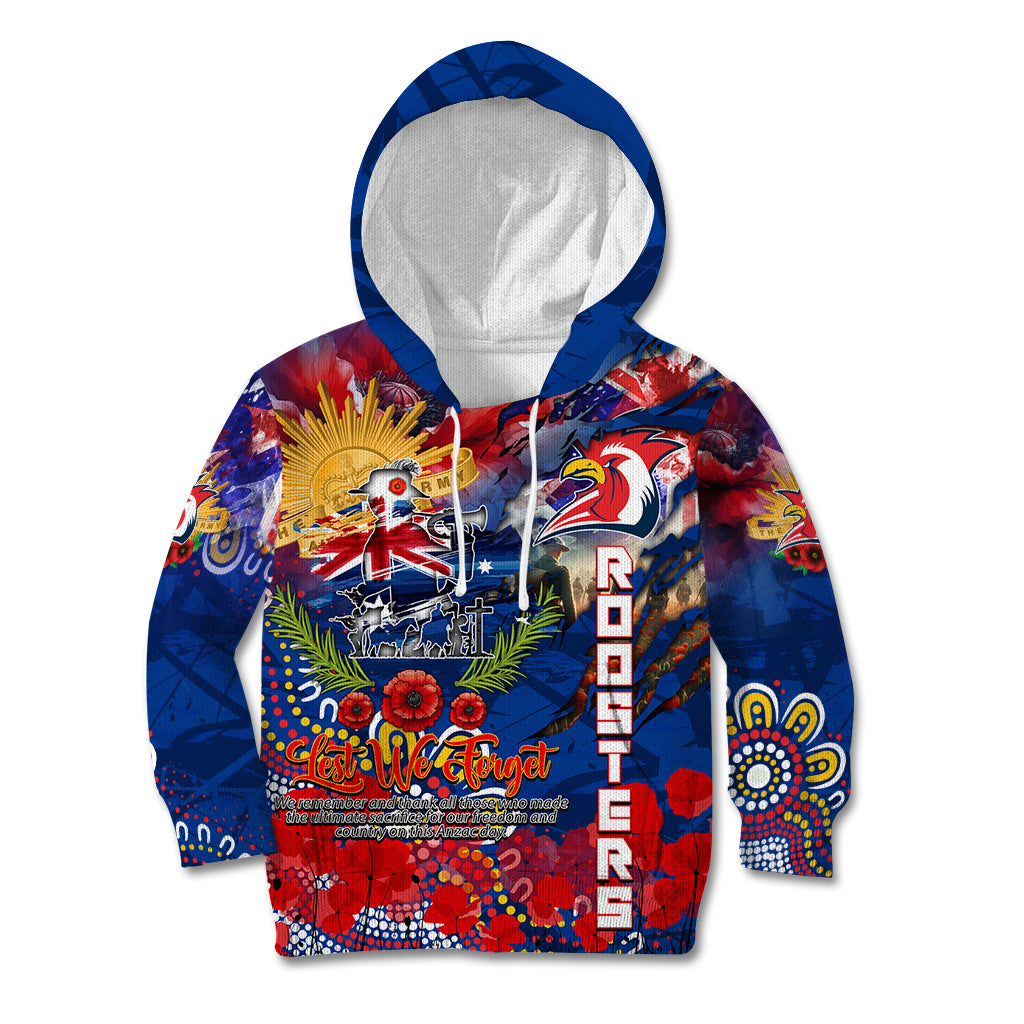 Personalised Australia Rugby Roosters ANZAC Kid Hoodie Sydney Scratch Style - Vibe Hoodie Shop