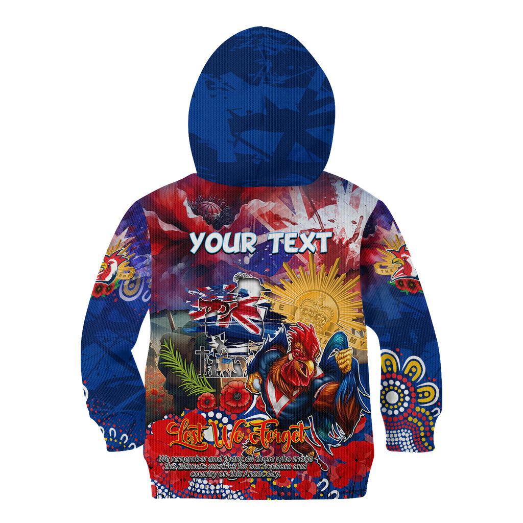 Personalised Australia Rugby Roosters ANZAC Kid Hoodie Sydney Scratch Style - Vibe Hoodie Shop