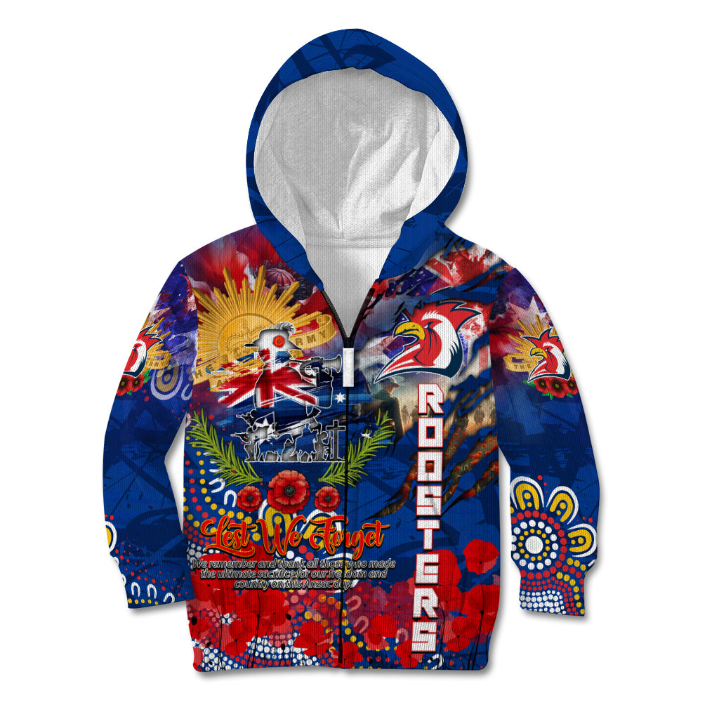 Personalised Australia Rugby Roosters ANZAC Kid Hoodie Sydney Scratch Style - Vibe Hoodie Shop