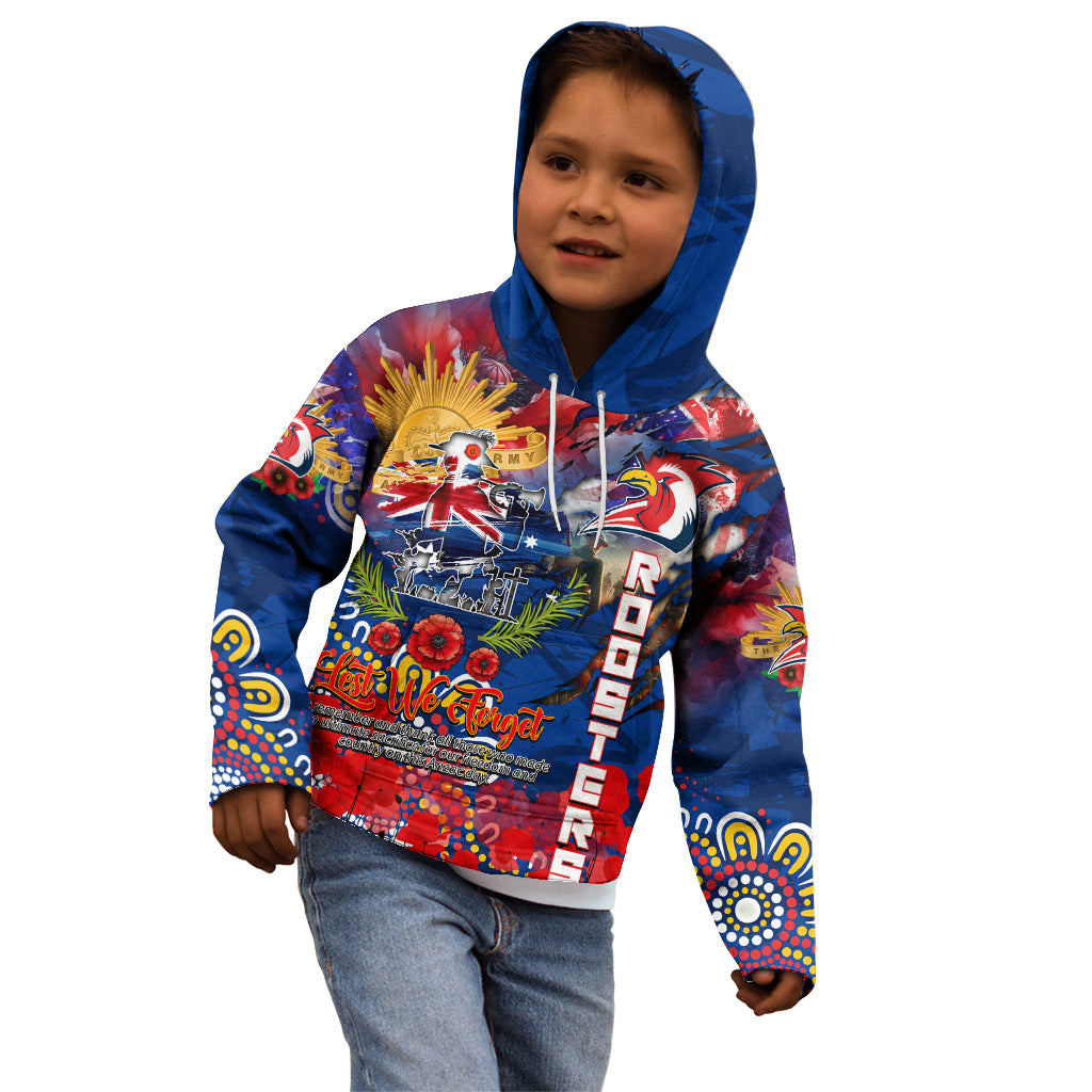 Personalised Australia Rugby Roosters ANZAC Kid Hoodie Sydney Scratch Style - Vibe Hoodie Shop