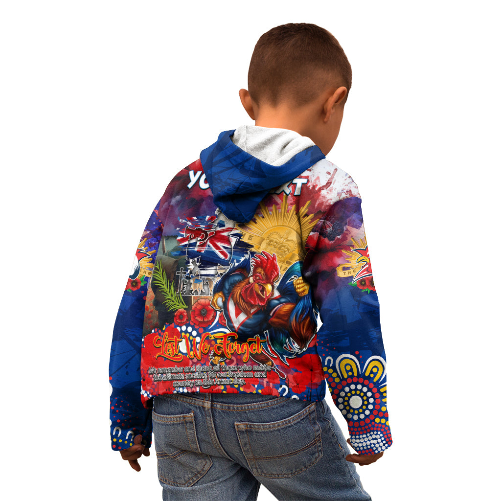 Personalised Australia Rugby Roosters ANZAC Kid Hoodie Sydney Scratch Style - Vibe Hoodie Shop