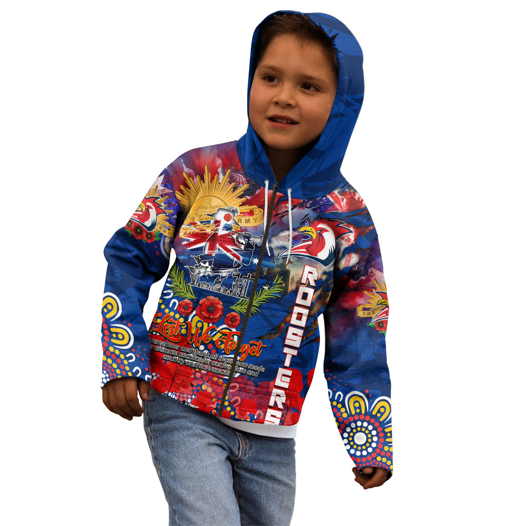 Personalised Australia Rugby Roosters ANZAC Kid Hoodie Sydney Scratch Style - Vibe Hoodie Shop