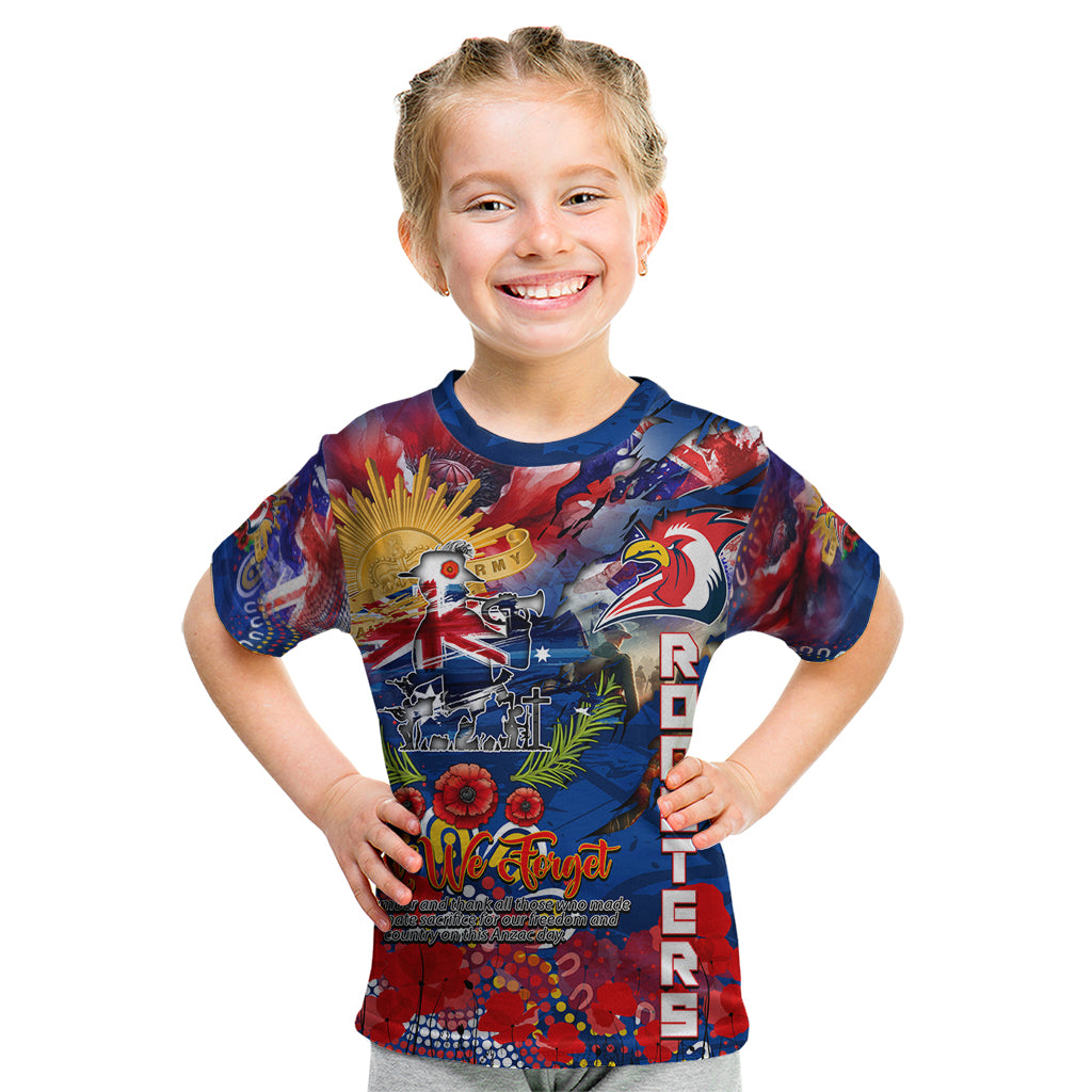 Personalised Australia Rugby Roosters ANZAC Kid T Shirt Sydney Scratch Style - Vibe Hoodie Shop