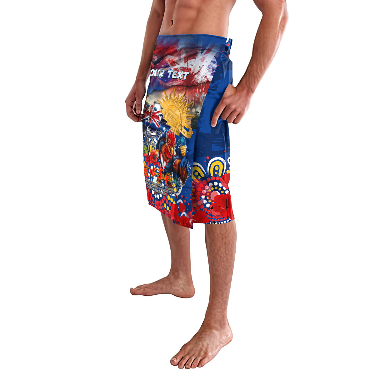 Personalised Australia Rugby Roosters ANZAC Lavalava Sydney Scratch Style