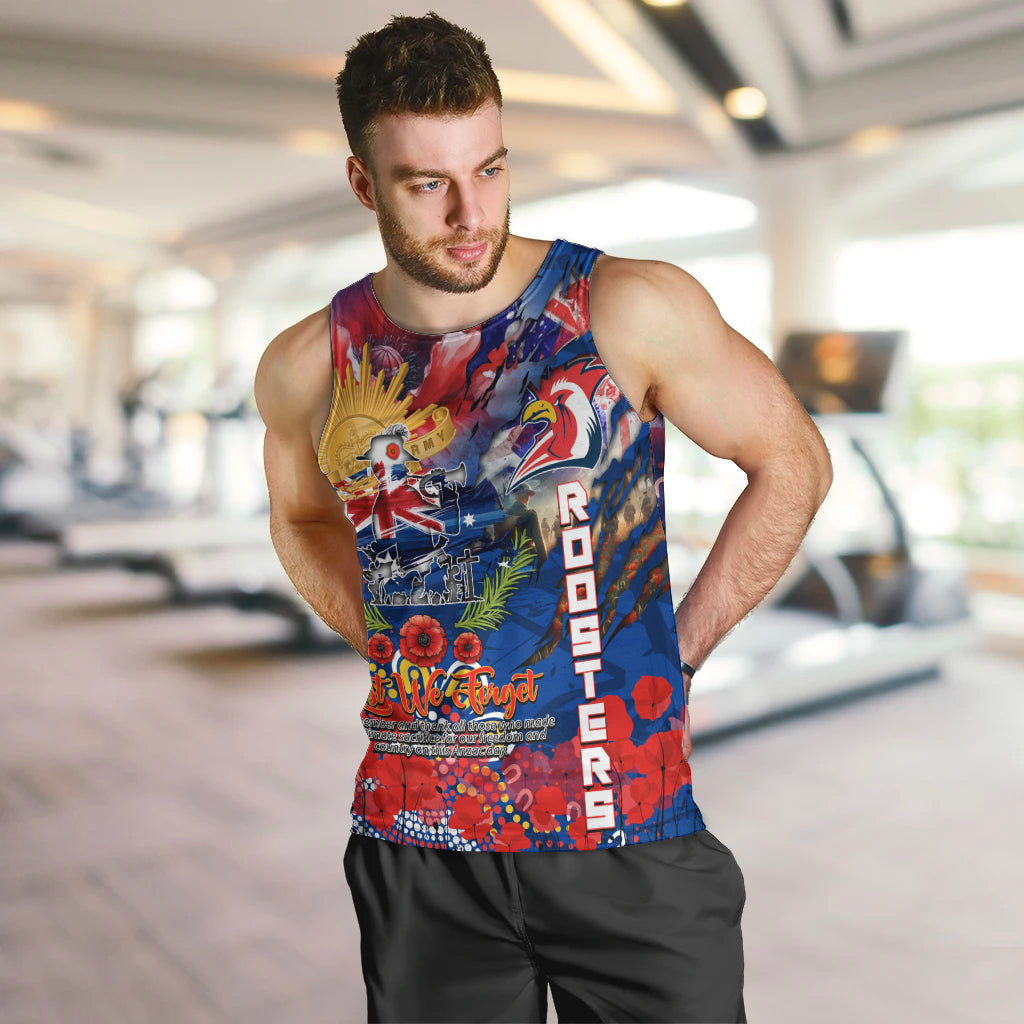 Personalised Australia Rugby Roosters ANZAC Men Tank Top Sydney Scratch Style - Vibe Hoodie Shop