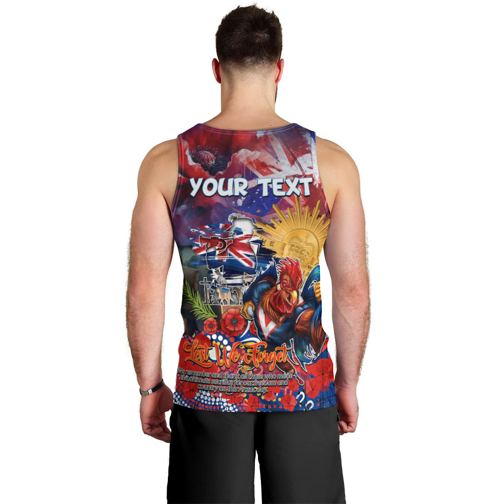 Personalised Australia Rugby Roosters ANZAC Men Tank Top Sydney Scratch Style - Vibe Hoodie Shop