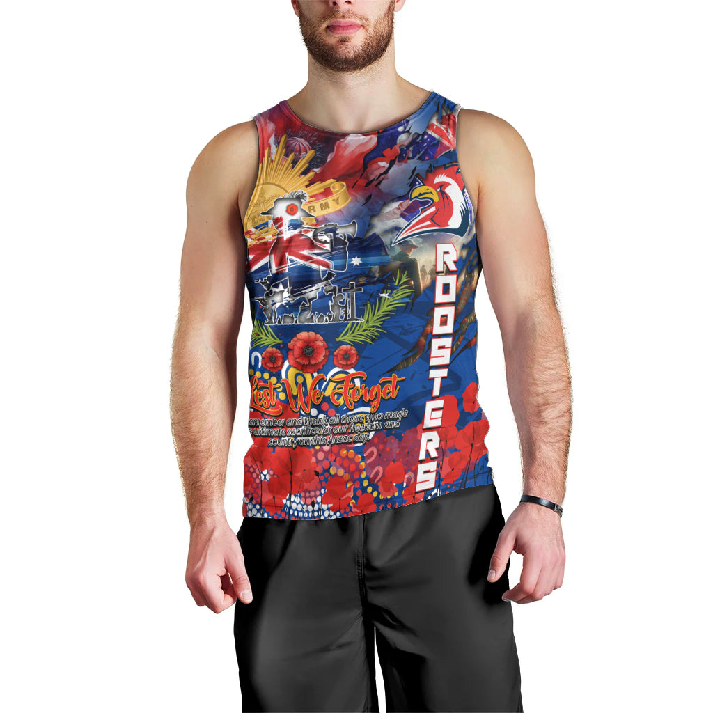 Personalised Australia Rugby Roosters ANZAC Men Tank Top Sydney Scratch Style - Vibe Hoodie Shop