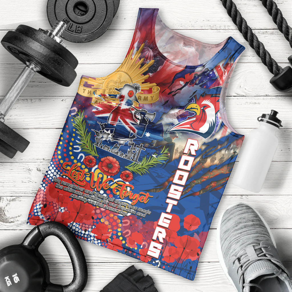 Personalised Australia Rugby Roosters ANZAC Men Tank Top Sydney Scratch Style - Vibe Hoodie Shop