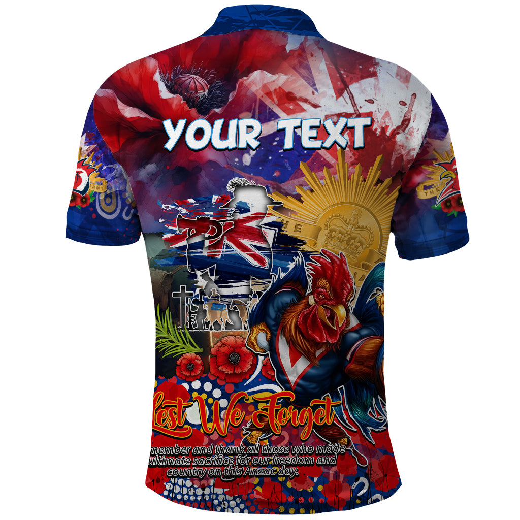 Personalised Australia Rugby Roosters ANZAC Polo Shirt Sydney Scratch Style - Vibe Hoodie Shop