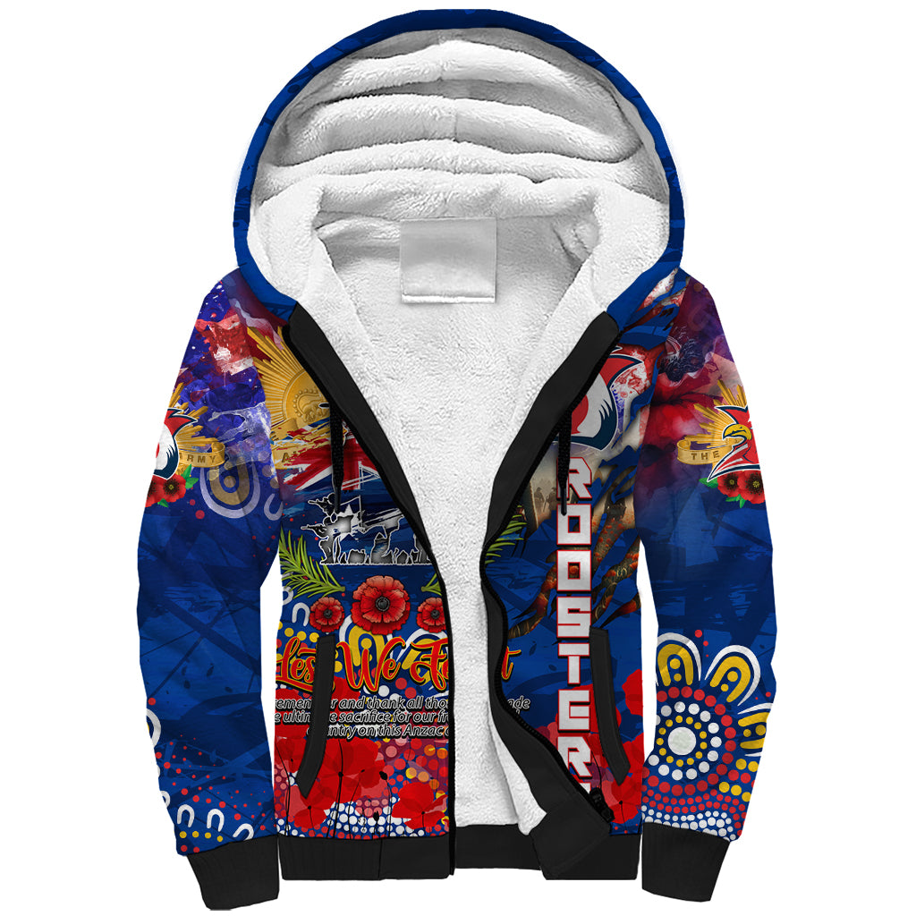 Personalised Australia Rugby Roosters ANZAC Sherpa Hoodie Sydney Scratch Style - Vibe Hoodie Shop