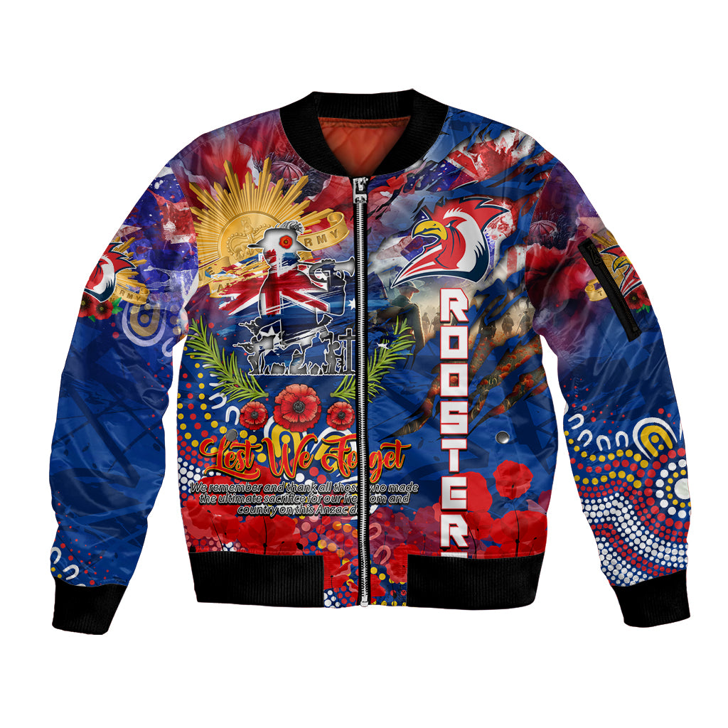 Personalised Australia Rugby Roosters ANZAC Sleeve Zip Bomber Jacket Sydney Scratch Style