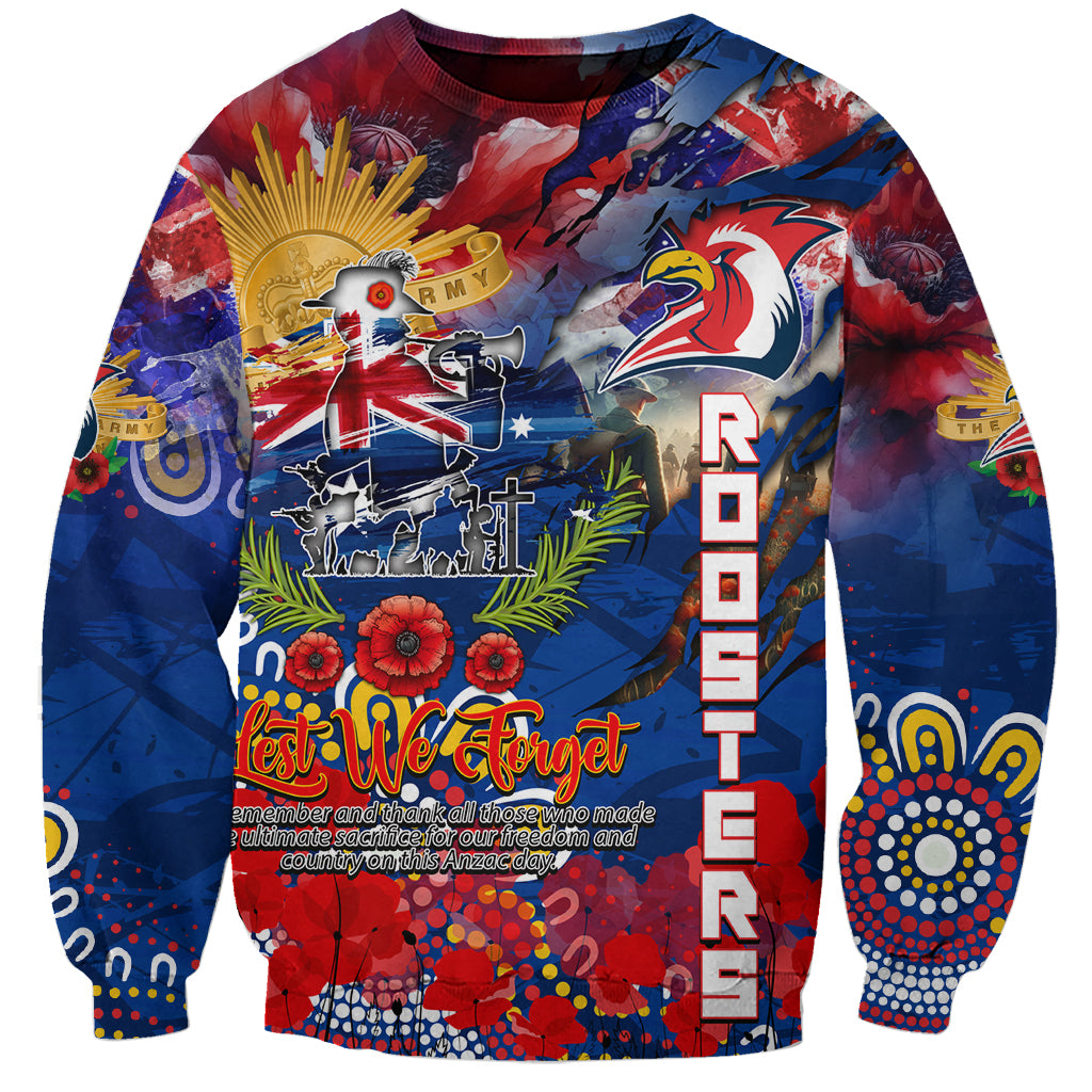 Personalised Australia Rugby Roosters ANZAC Sweatshirt Sydney Scratch Style - Vibe Hoodie Shop