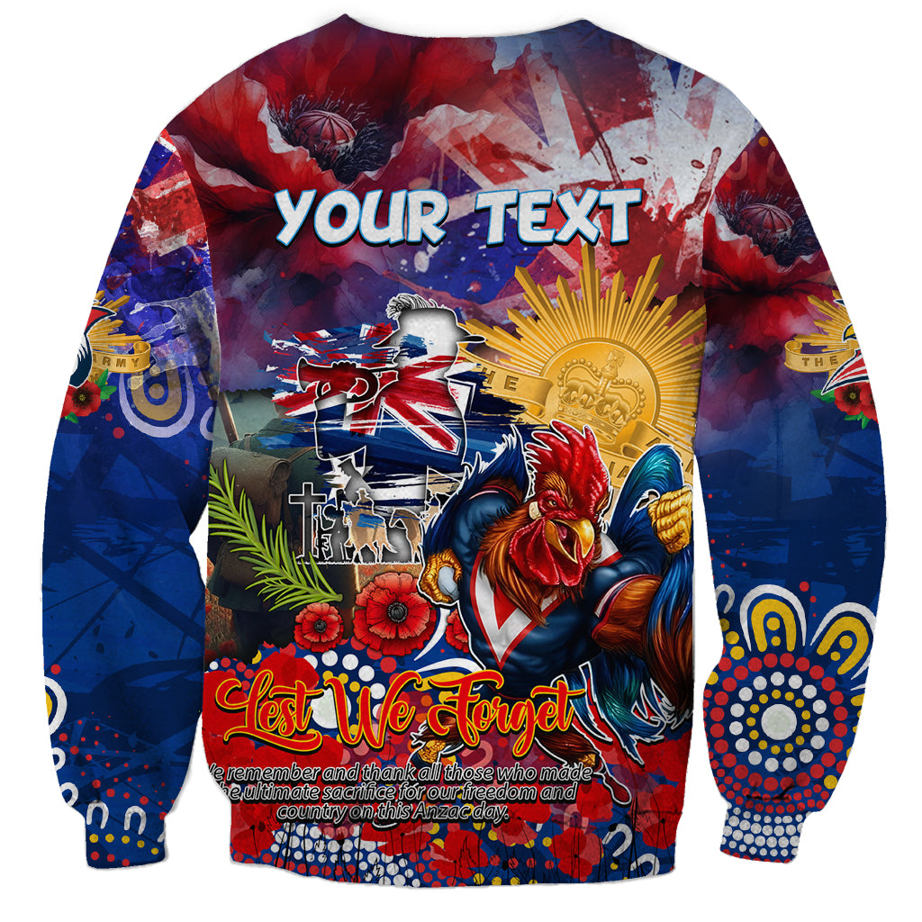 Personalised Australia Rugby Roosters ANZAC Sweatshirt Sydney Scratch Style - Vibe Hoodie Shop